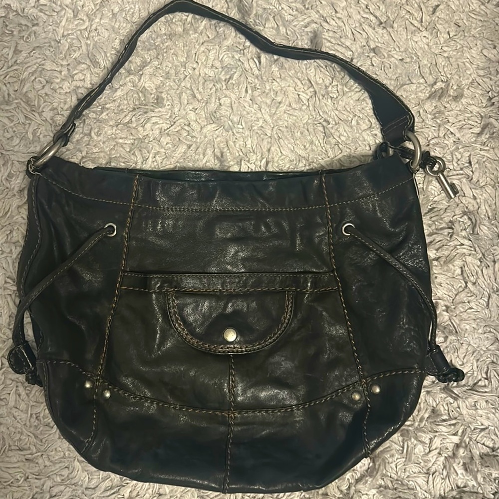Black Fossil Leather Purse